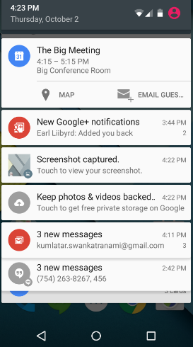 下拉通知栏中的通知