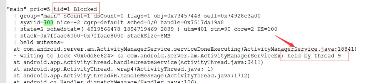 TID =1 Block 等待 TID=9 释放锁