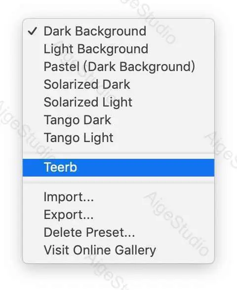 iTerm2 导入颜色设置 —— From AigeStudio