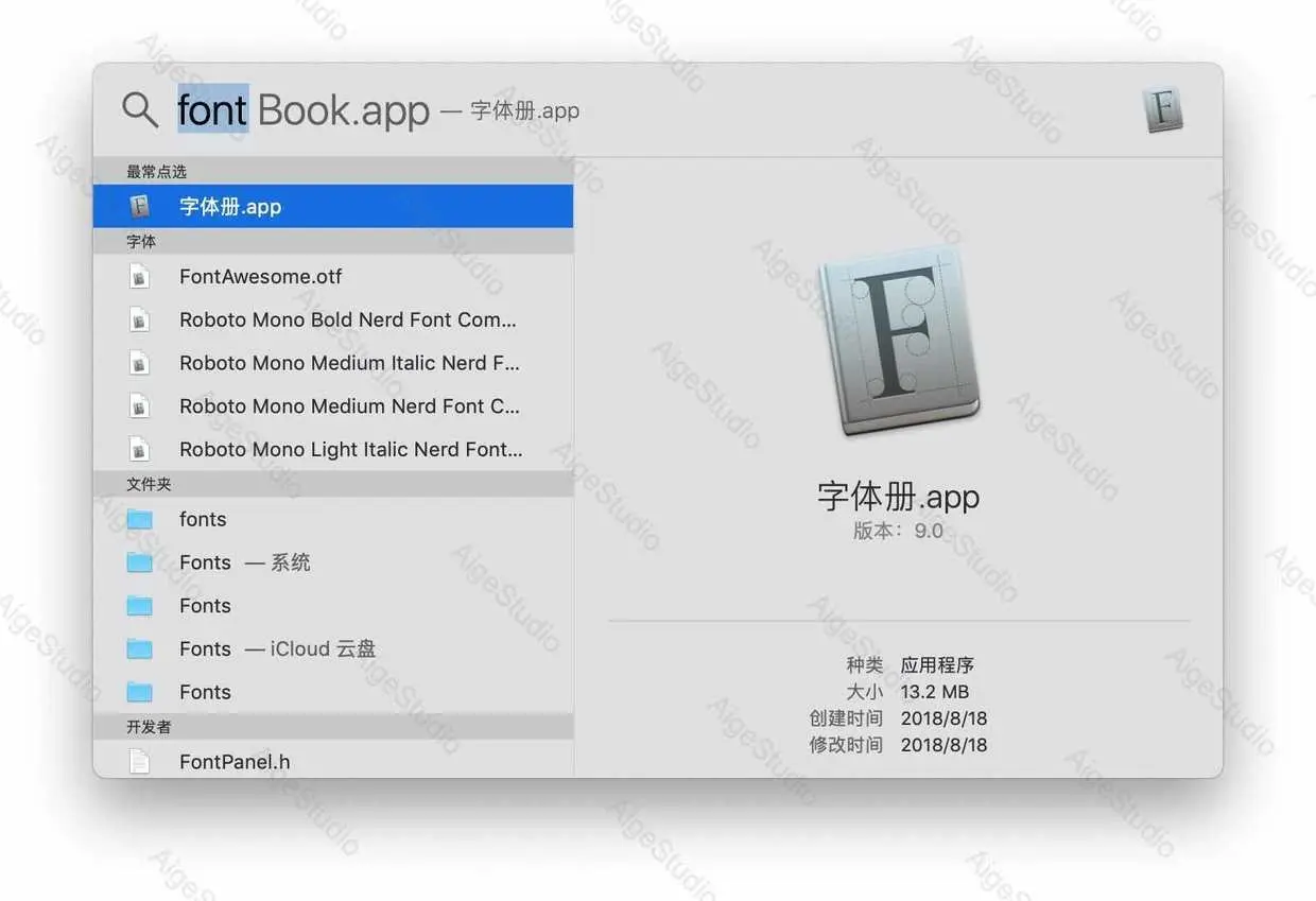 从 Spot 查找 Font Book —— From AigeStudio
