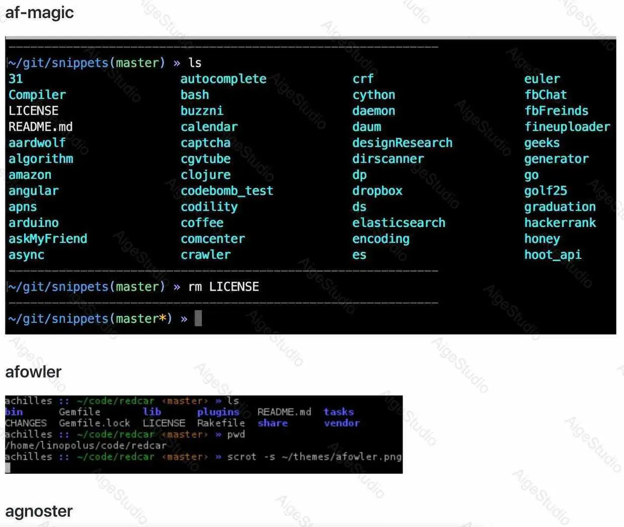 oh-my-zsh 提供的 zsh 主题 —— From AigeStudio