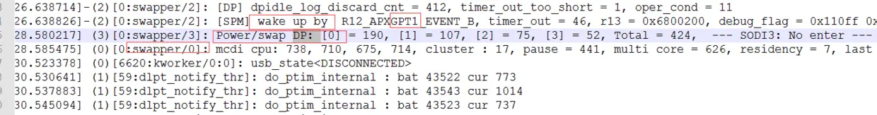 播放MPS GPT 唤醒源 log