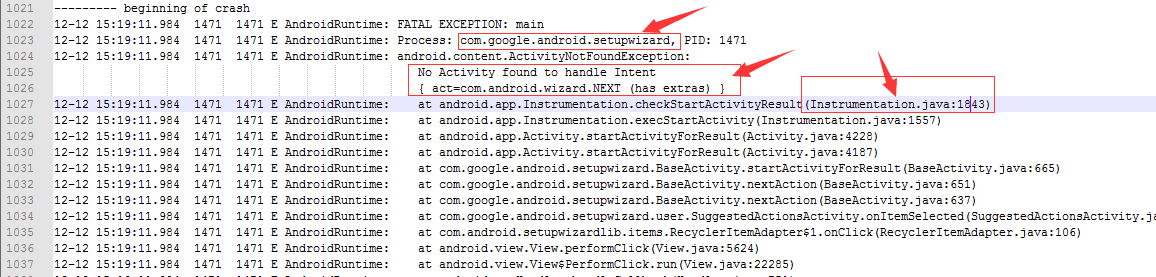 com.google.android.setupwizard 报错log