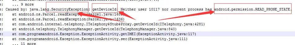 SecurityException log 分析