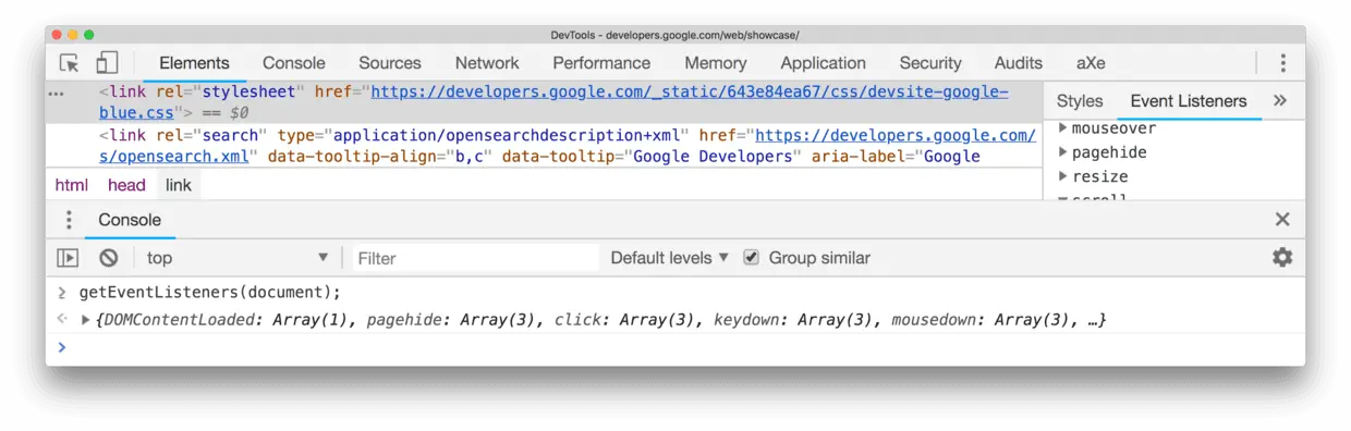 chrome的Event Listeners工具