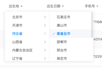 默认级联筛选器