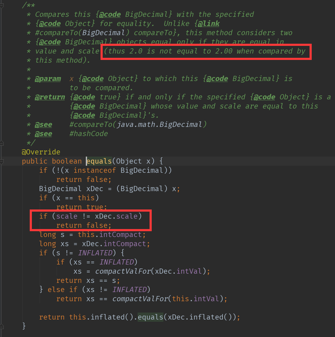 Bigdecimal compareto bug 