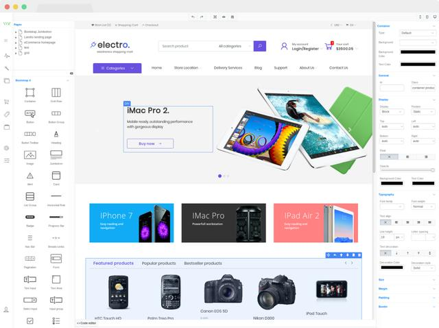 网页设计，使用拖拽的方式生成网页！JavaScript库——VvvebJs 