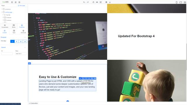 网页设计，使用拖拽的方式生成网页！JavaScript库——VvvebJs 