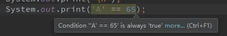 'A' == 65