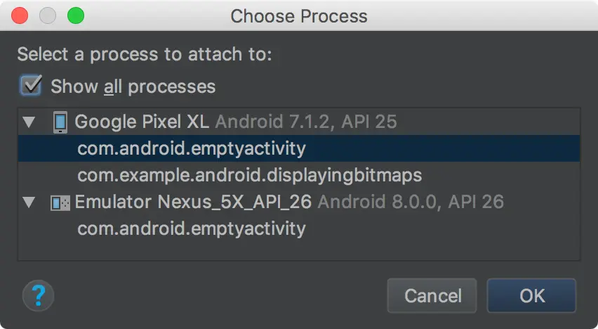 Choose Process 对话框