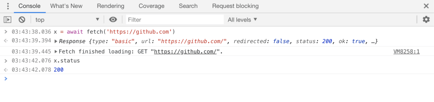 using await in browser console