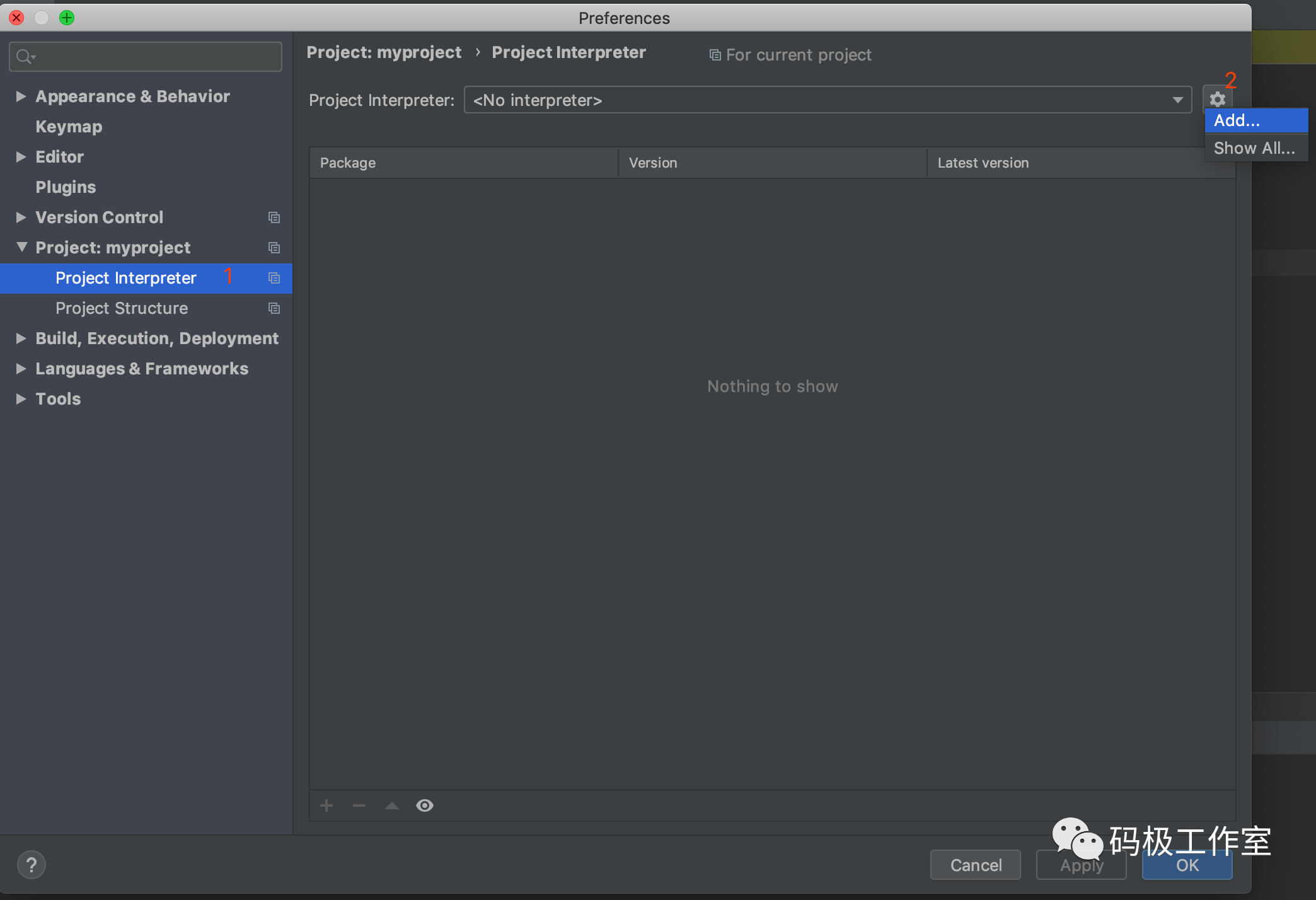 添加 Project interpreter
