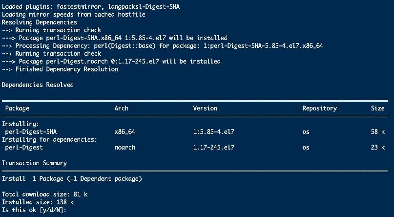 yum install perl-Digest-SHA