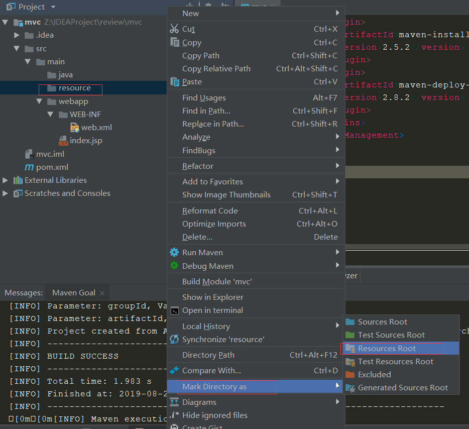 创建 resource 文件夹,放配置文件