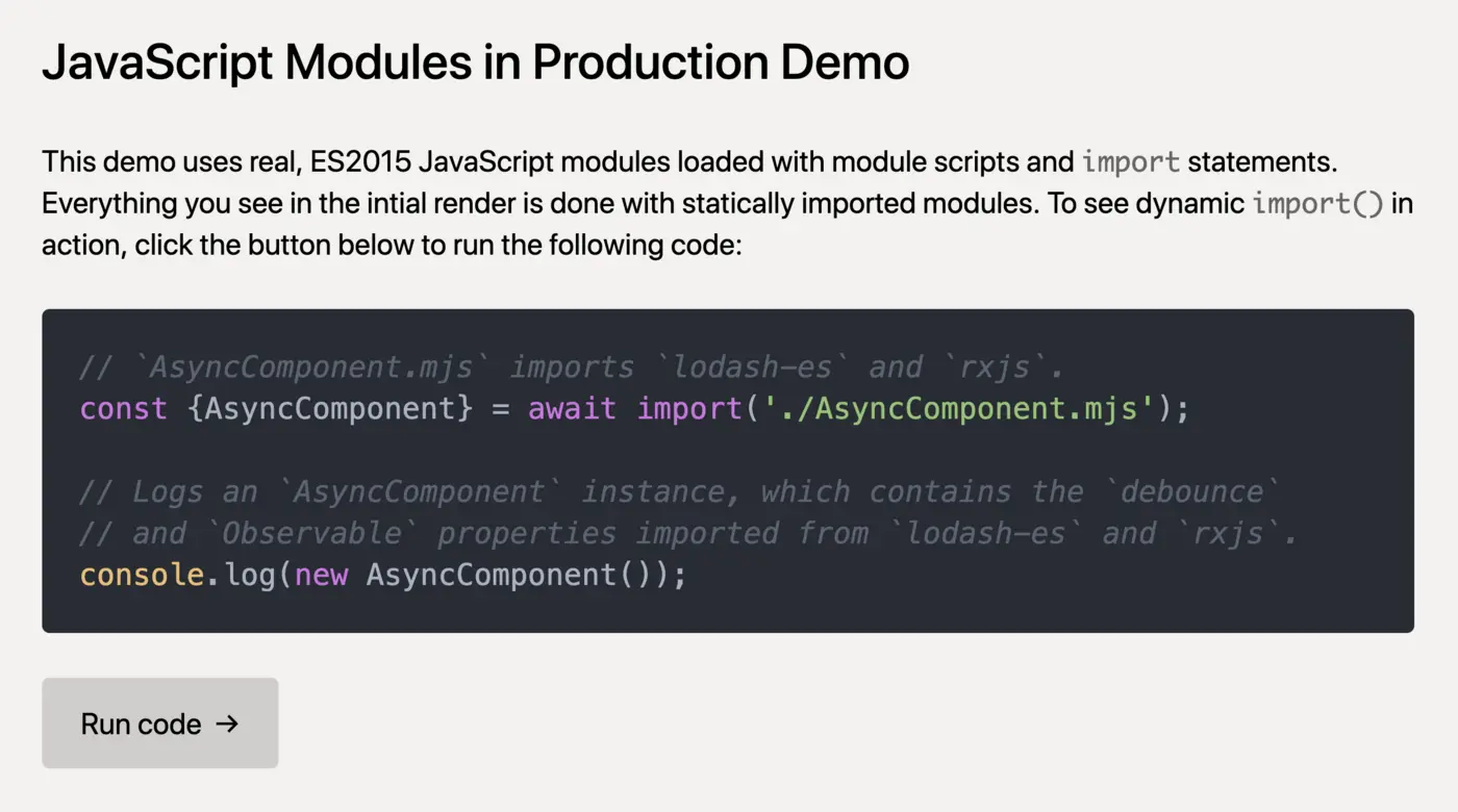 A demo app showing how to use native JavaScript modules with legacy browser support