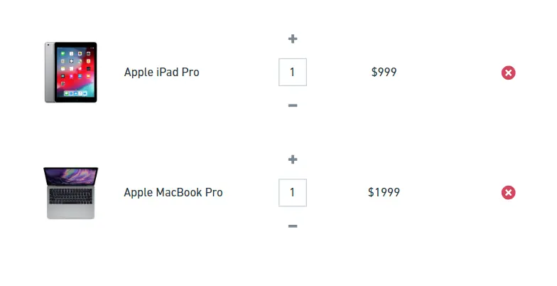 从购物车中删除项目的颜色为红色