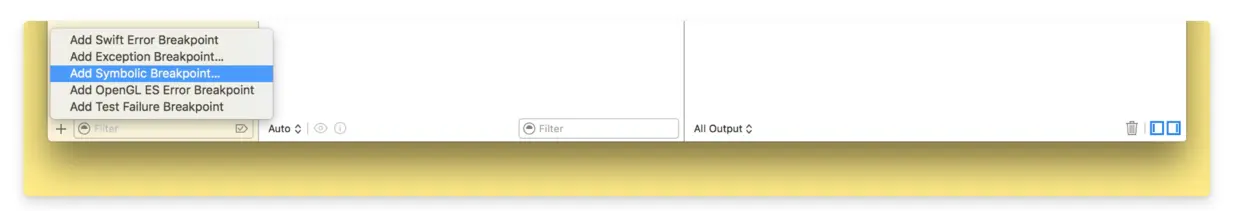 Add Symbolic Breakpoint