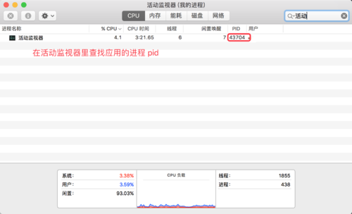 查找到应用的pid