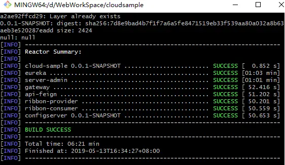 整个项目构建成功并上传私服