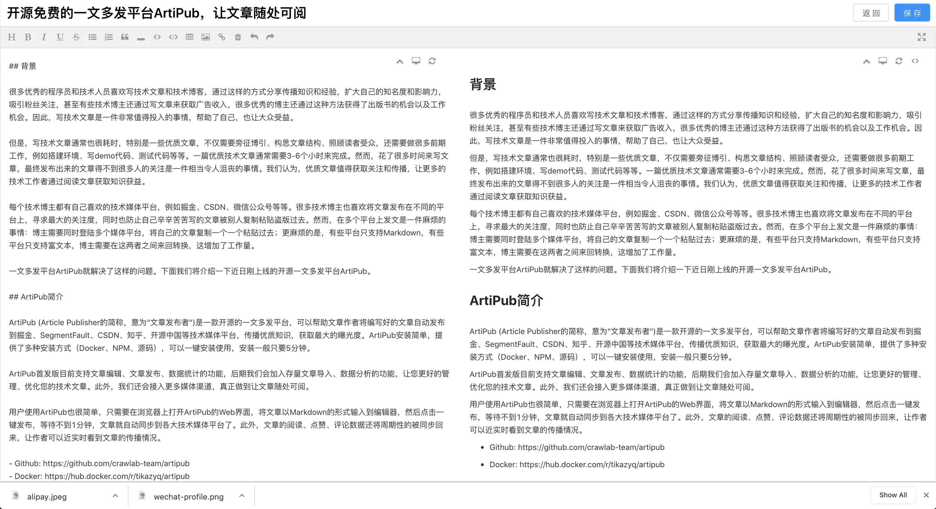 Article Editing Interface