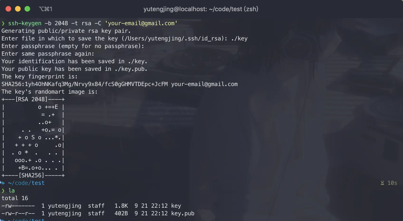 rsa public/private key pair