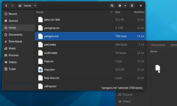 Moving a file in GNOME.