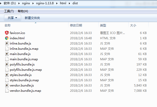 打包后的项目文件目录