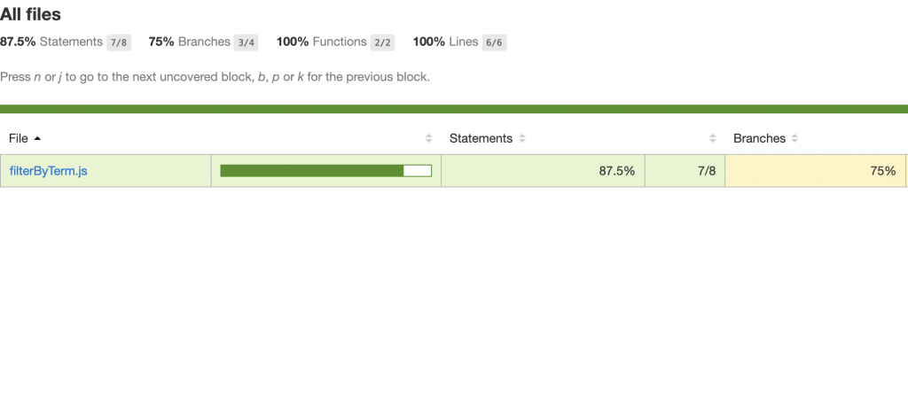 Jest的HTML代码覆盖率报告