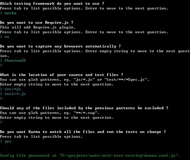 初始化Karma配置文件