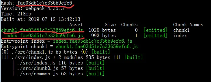 webpack contenthash hash chunkhash