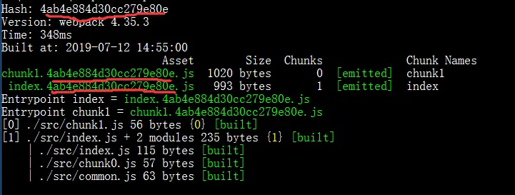 webpack contenthash hash chunkhash