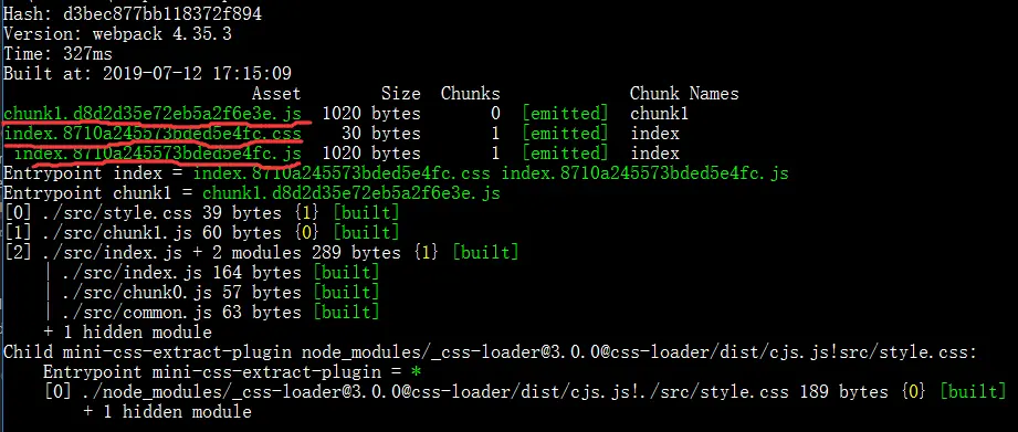 webpack contenthash hash chunkhash