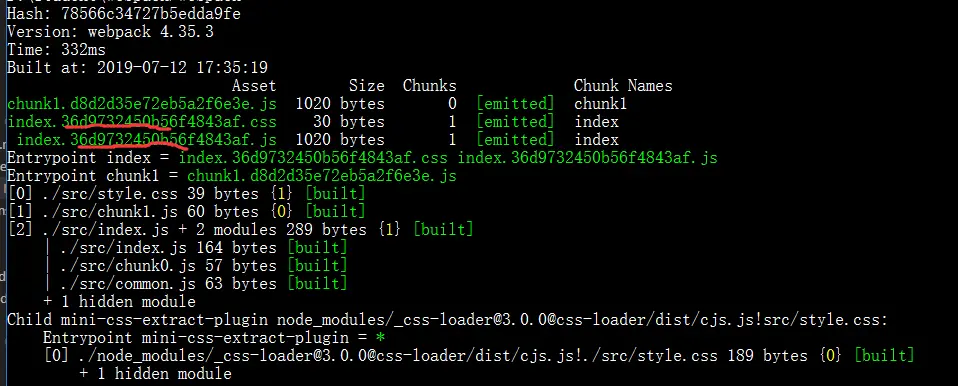 webpack contenthash hash chunkhash