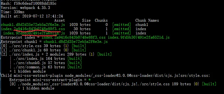 webpack contenthash hash chunkhash