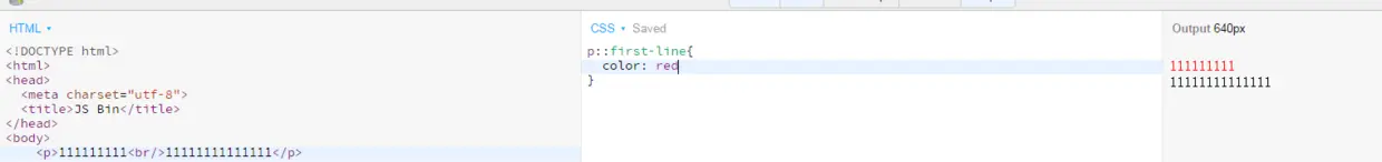 E::first-line