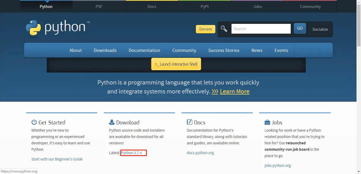 点击Python 3.7.4