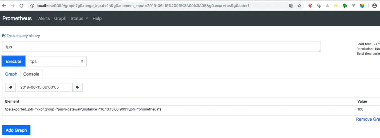 prometheus上查看push-gateway上报的数据