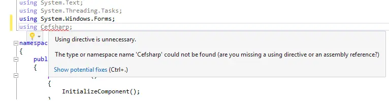 引入Cefsharp报错，