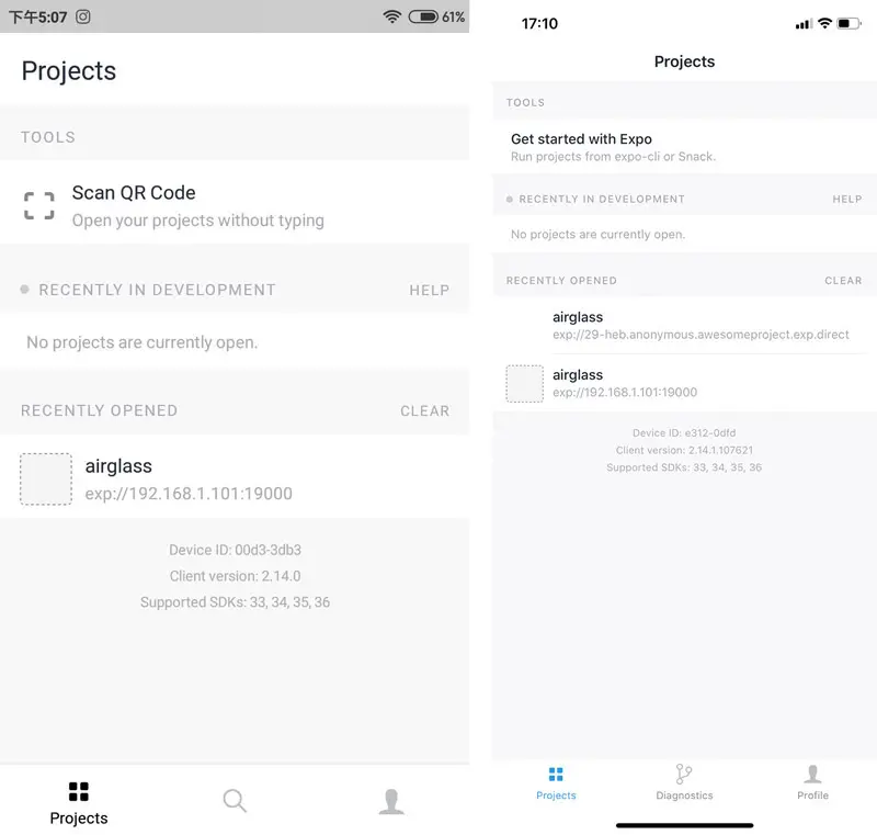 安卓设备和 iOS 设备上安装 Expo 应用程序