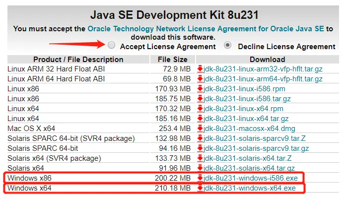 JDK 8 下载页面