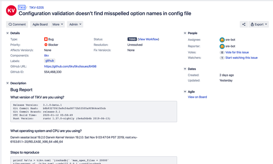 由我们的 bot 同步的 Github Issue