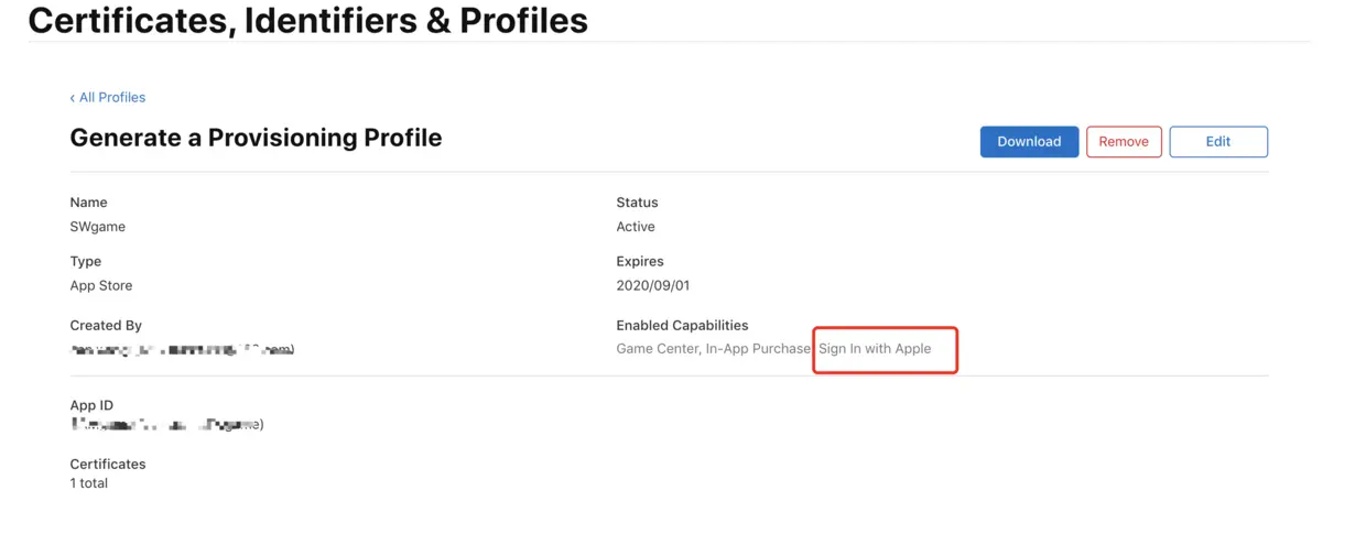 开启Sign in With apple