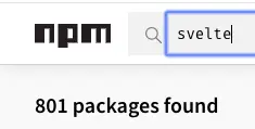 在 NPM 搜索 “svelte”