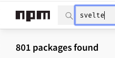 在 NPM 搜索 “svelte”