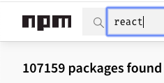 在 NPM 搜索 “react”