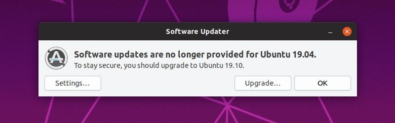 Existing Ubuntu 19.04 should see a message to upgrade to Ubuntu 19.10