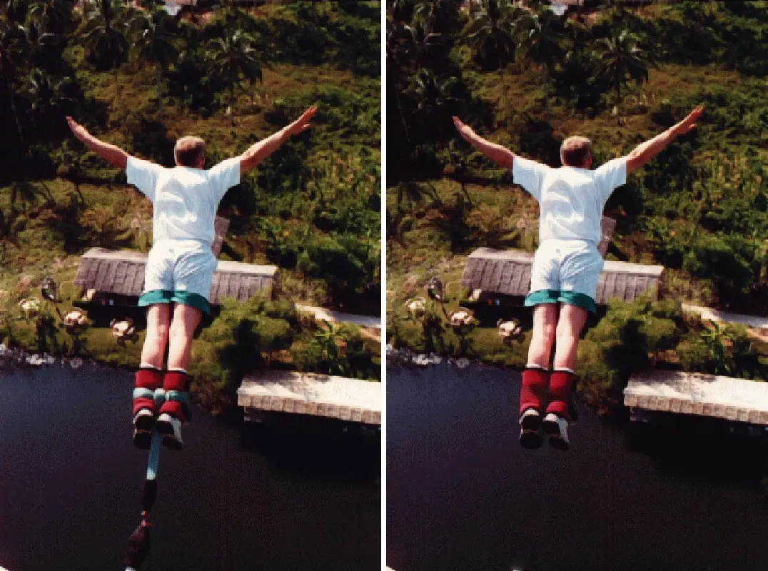 图像修复例子：移除一个物体。 （图片来自 [Bertalmío et al., 2000](https://conservancy.umn.edu/bitstream/handle/11299/3365/1/1655.pdf)）