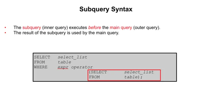 subquery