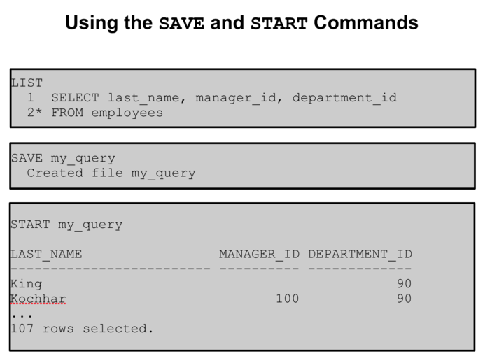 Using the SAVE and START Commands